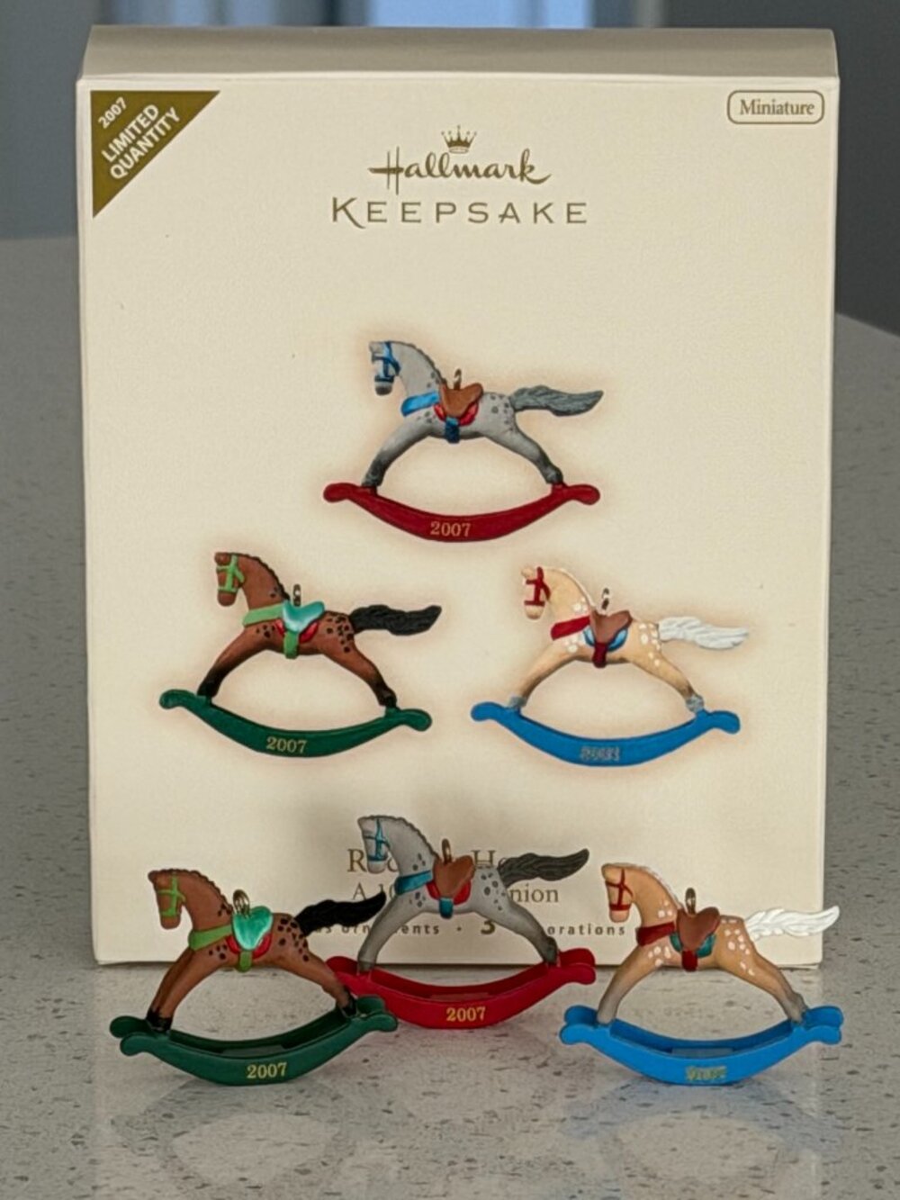 Hallmark Miniature Ornaments Rocking Horses a 10-Year Reunion Set of 3